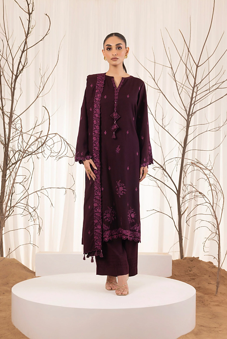 3 Piece Stitched Embroidered Cashmi Wool With Lakhany Winter Embriodered Shawl collection 01