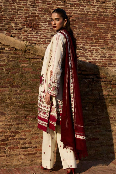 3 Piece Stitched Embroidered Khaddar Suit From Zara Shahjahan Winter Shawl Collection - FARIDEH