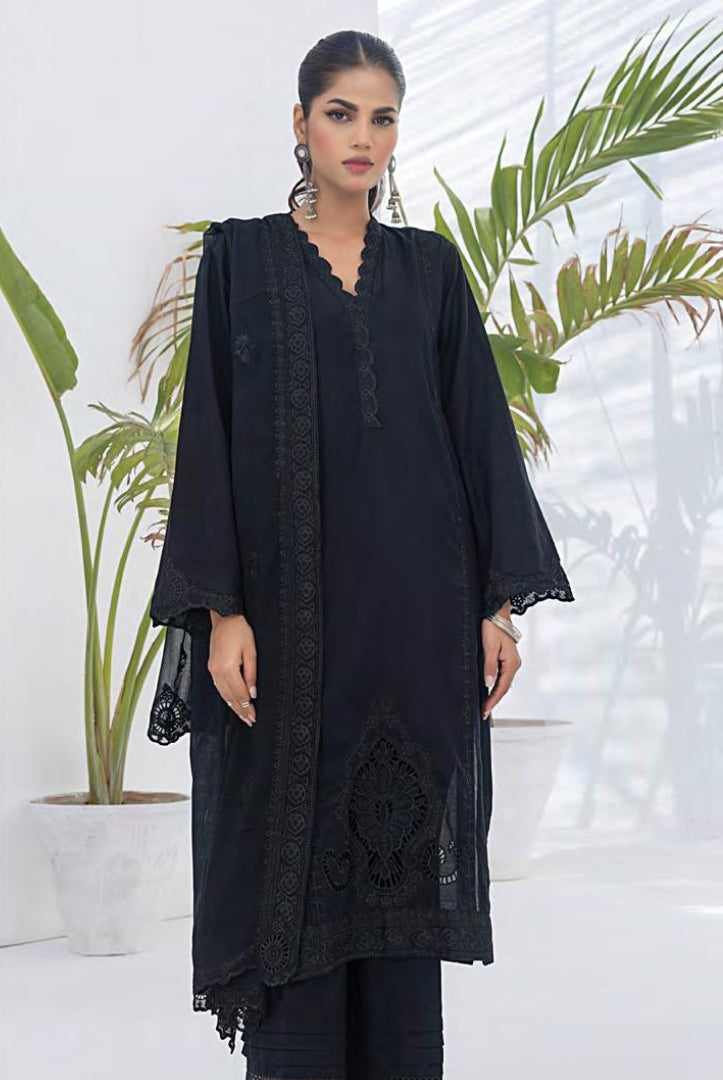 3 Piece Stitched Embroidered Lawn Monochrome Collection From Lakhany By LSM - 01