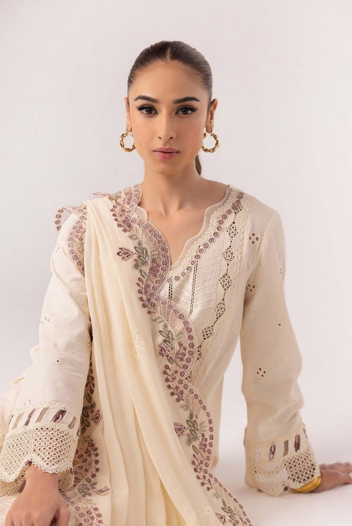 3 Piece Stitched Luxury Suits From Qalamkar Basic Pret'25 Collection - LVERAH
