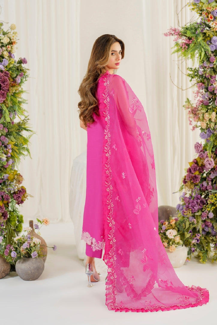 3 Piece Stitched Luxury Lawn Suit | Pretty In Pink Vol'2 By Asifa & Nabeel - Carnation
