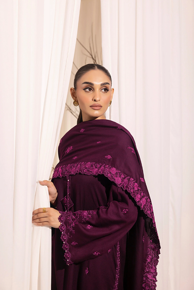 3 Piece Stitched Embroidered Cashmi Wool With Lakhany Winter Embriodered Shawl collection 01