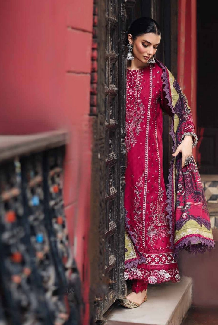 3 Piece Stitched Embroidered Jacquard Suits Collection By Nureh Maya Linen - 01