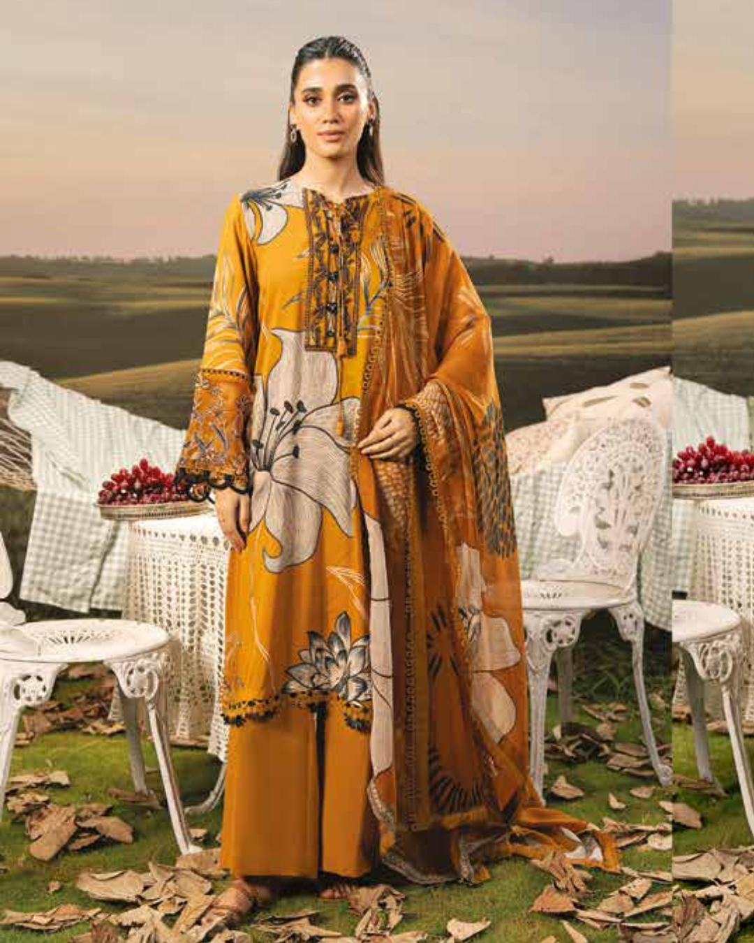 3 Piece Stitched Embroidered Linen Casual - Pre/Fall 25 Winter M.Basics by MARIA.B  - MBPF#10