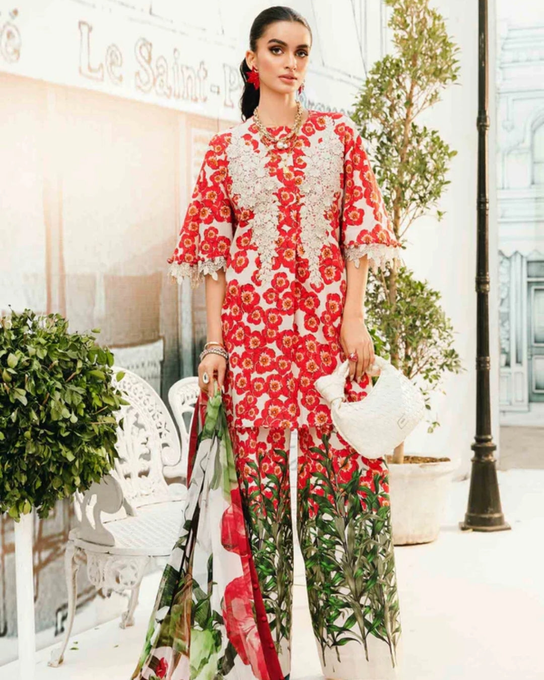 3 Piece Stitched Embroidered Lawn Suit From Maria.B By M.Prints Eid Edit Collection'25 - 10