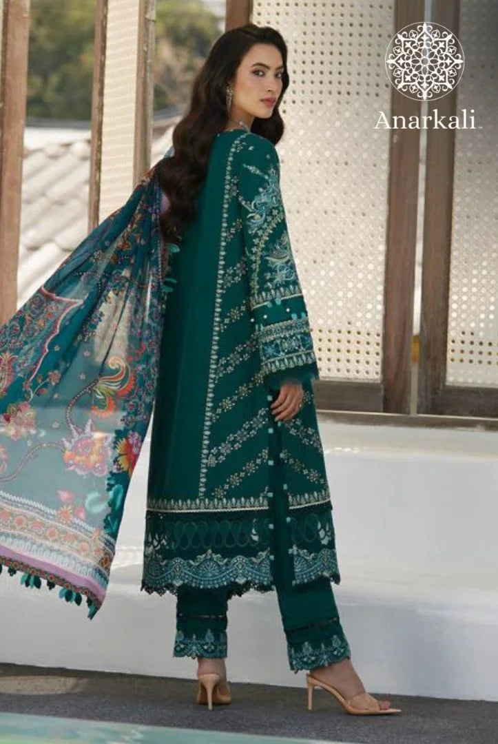 Liliana Luxury Lawn 24 Milene Faiza Saqlain 3 piece Stitched Suit (Hunter)