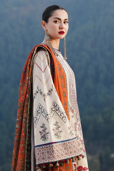 3 Piece Stitched Luxury Winter Shawl Suits Collection'24 By Hussain Rehar - ALMAS