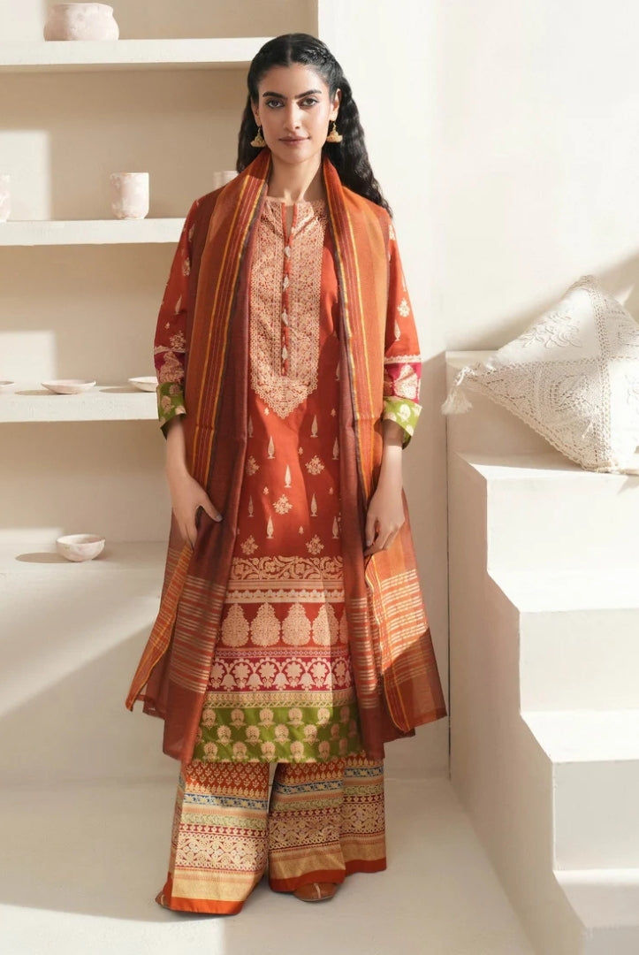 3 Pc Stitched Printed Lawn Suit By Limelight Summer Collection - 12