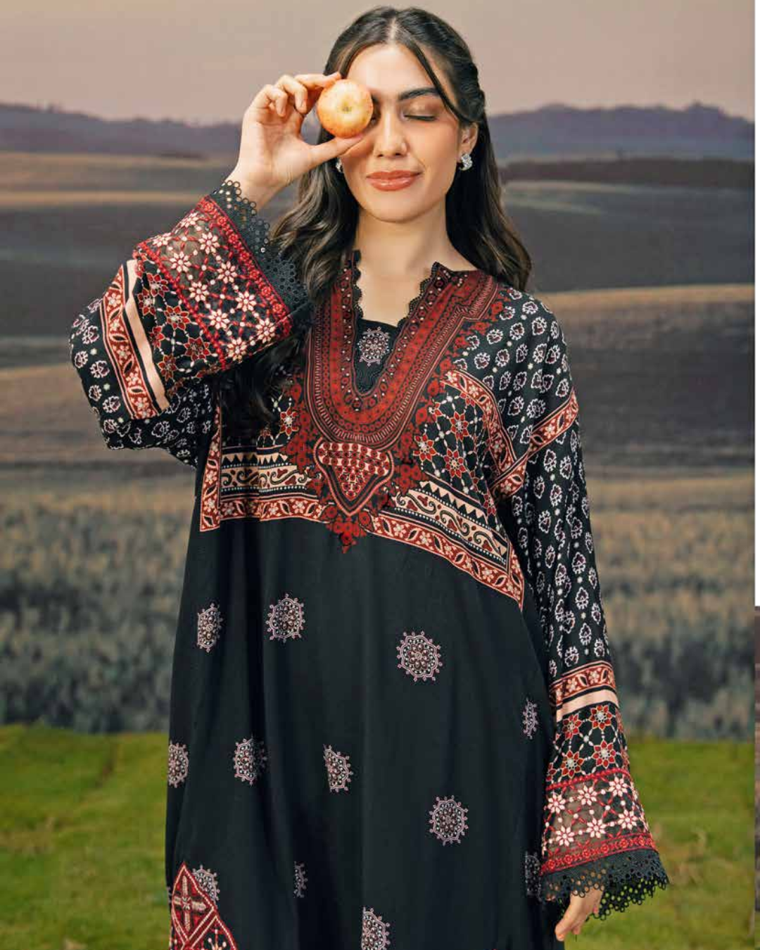 3 Piece Stitched Embroidered Linen Casual - Pre/Fall 25 Winter M.Basics by MARIA.B  - MBPF#12