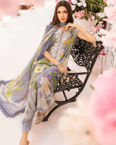 3 Piece Stitched Embroidered Lawn Suit From Maria.B By M.Prints Eid Edit Collection'25 - 11