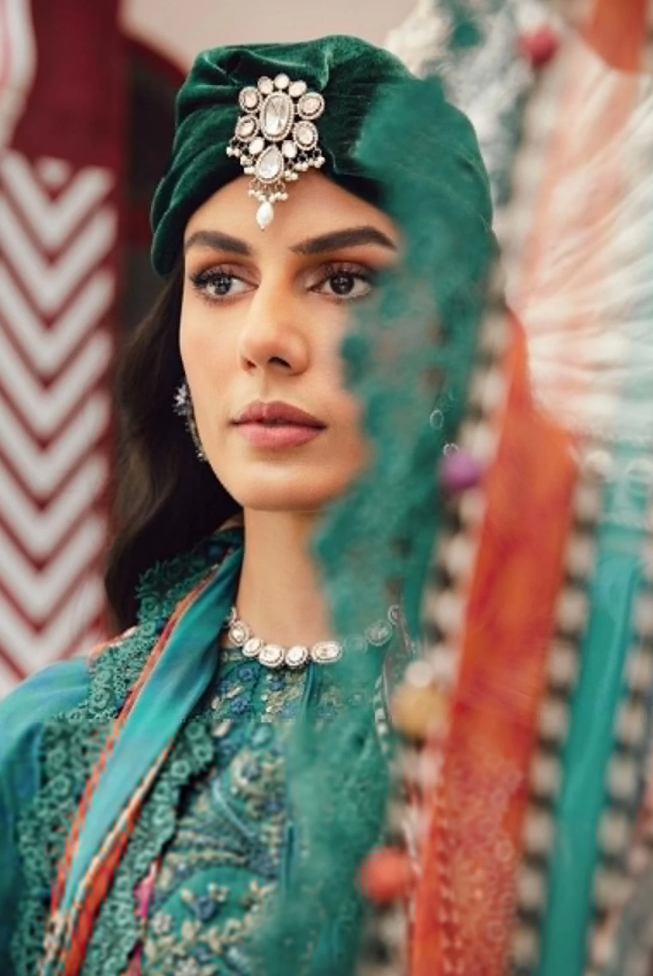 3 Piece Stitched Embroidered Linen Rani Mahal by Maria B M prints Fall Edit'25 Winter Collection MB25FE-10B