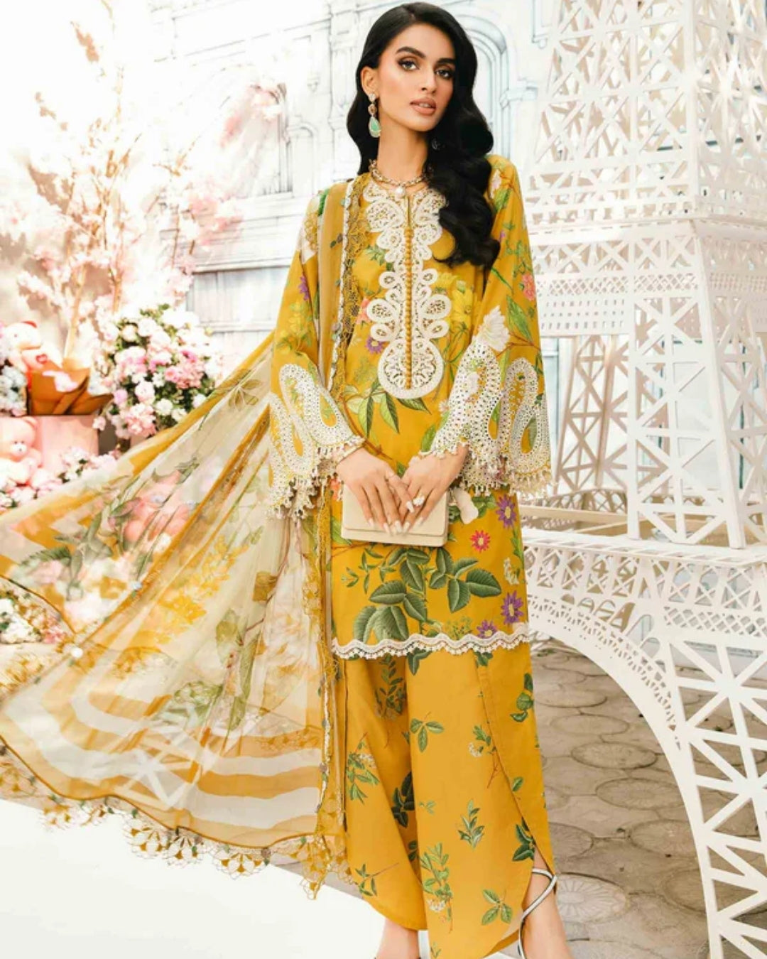3 Piece Stitched Embroidered Lawn Suit From Maria.B By M.Prints Eid Edit Collection'25 - 12