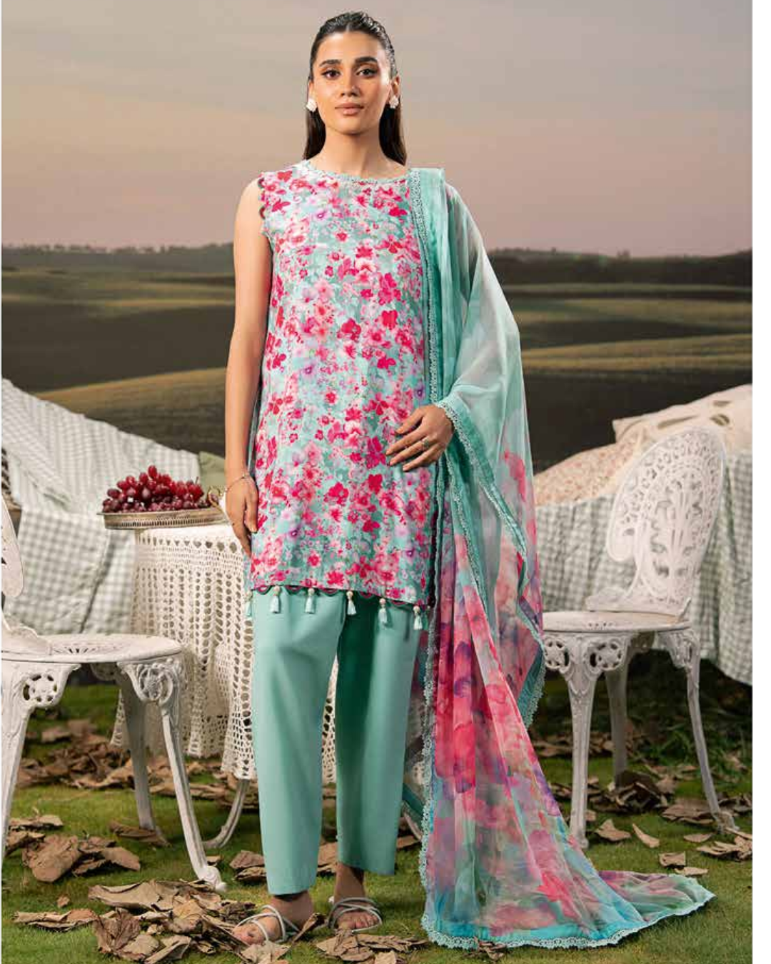 3 Piece Stitched Embroidered Linen Casual - Pre/Fall 25 Winter M.Basics by MARIA.B  - MBPF#14