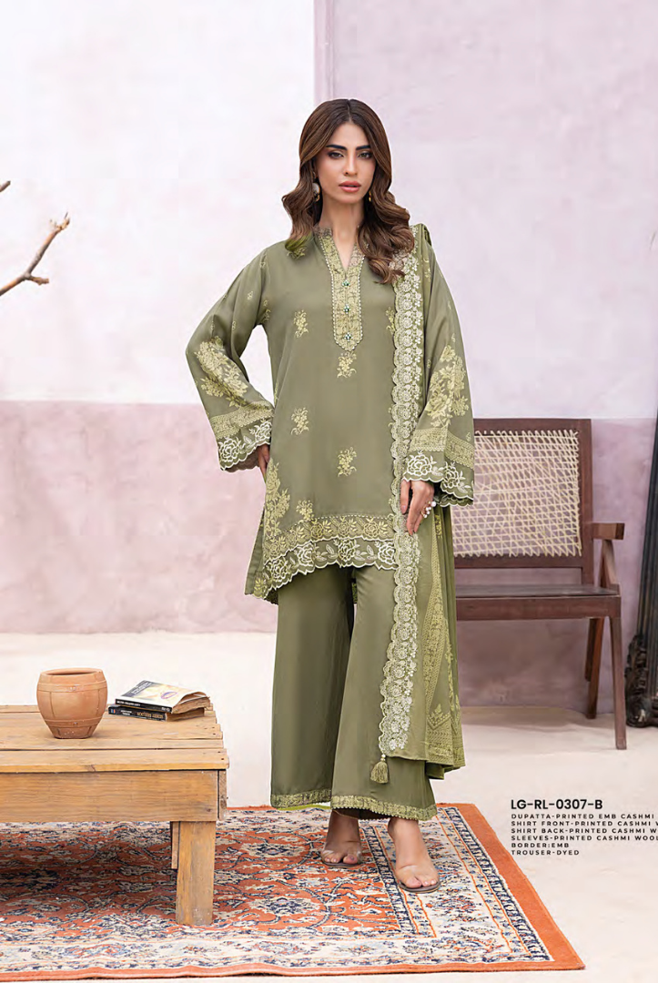 3 Piece Stitched Winter Essentials By LSM Lakhany Embroidered Cashmi Wool LG-RL-0307-в