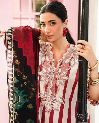 3 Piece Stitched Embroidered Lawn Suit From Maria.B By M.Prints Eid Edit Collection'25 - 14