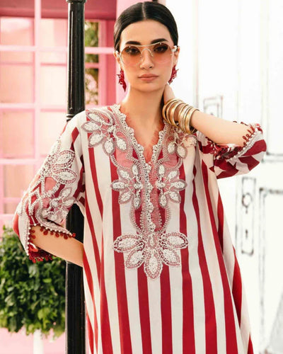 3 Piece Stitched Embroidered Lawn Suit From Maria.B By M.Prints Eid Edit Collection'25 - 14