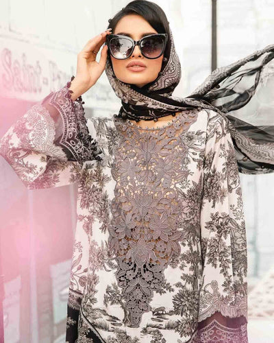 3 Piece Stitched Embroidered Lawn Suit From Maria.B By M.Prints Eid Edit Collection'25 - 15
