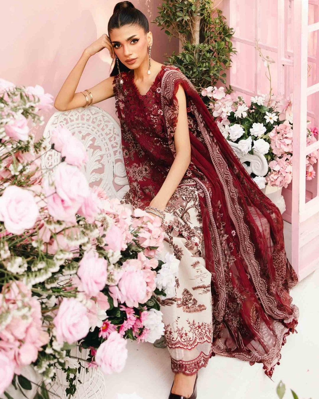 3 Piece Stitched Embroidered Lawn Suit From Maria.B By M.Prints Eid Edit Collection'25 - 16