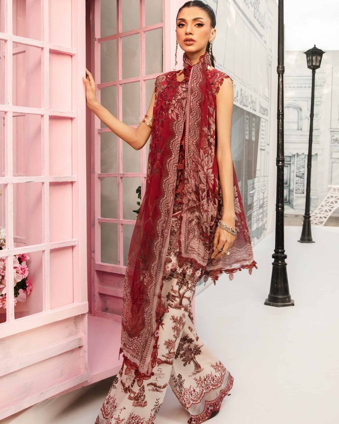 3 Piece Stitched Embroidered Lawn Suit From Maria.B By M.Prints Eid Edit Collection'25 - 16