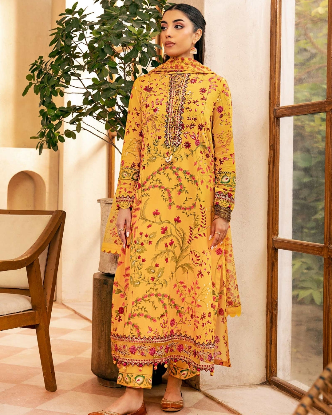 3 Piece Stitched Embroidered Lawn Suit From Maria.B By M.Basics Eid Collection'25-18