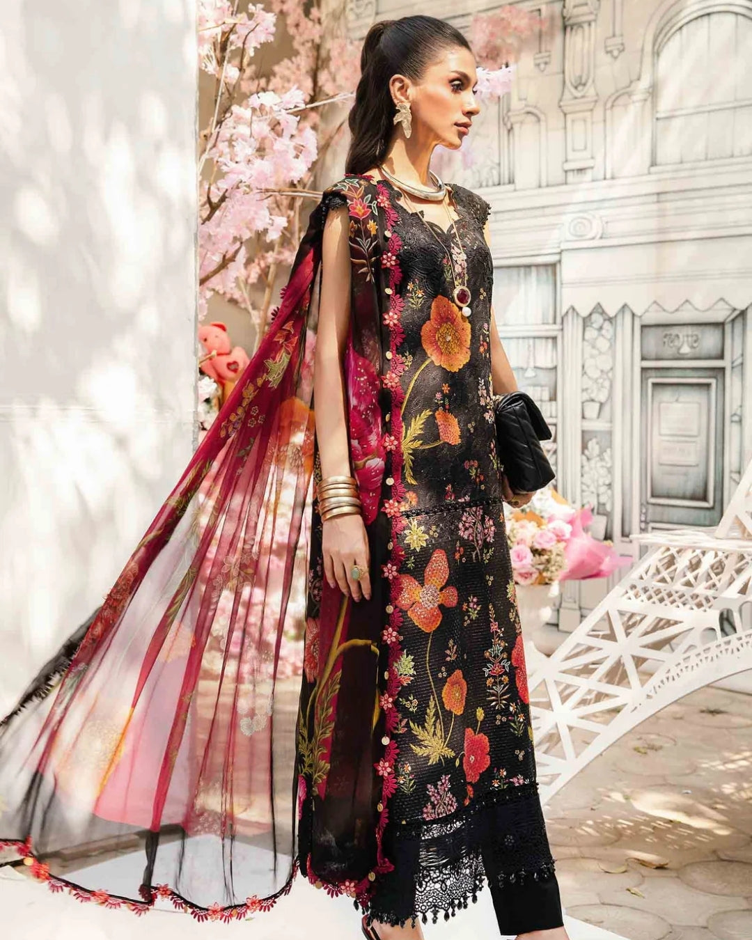 3 Piece Stitched Embroidered Lawn Suit From Maria.B By M.Prints Eid Edit Collection'25 - 17