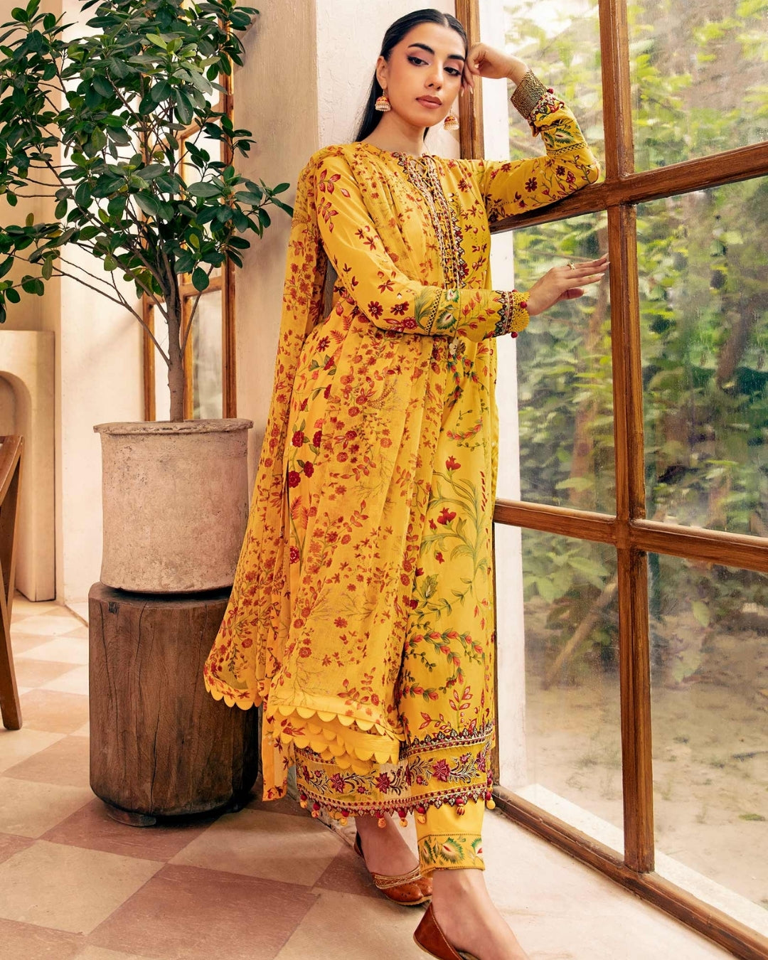 3 Piece Stitched Embroidered Lawn Suit From Maria.B By M.Basics Eid Collection'25-18