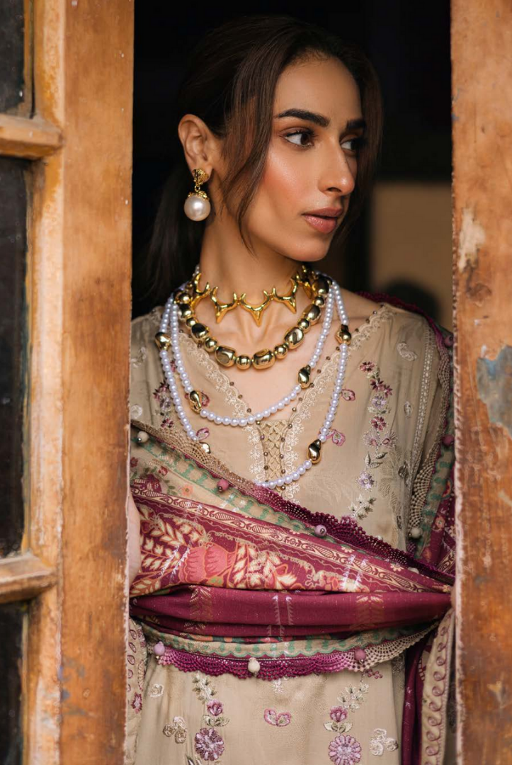 3 Piece Stitched Maya by Nureh Embroidered Self Linen Jacquard NU25MYA - NW-101