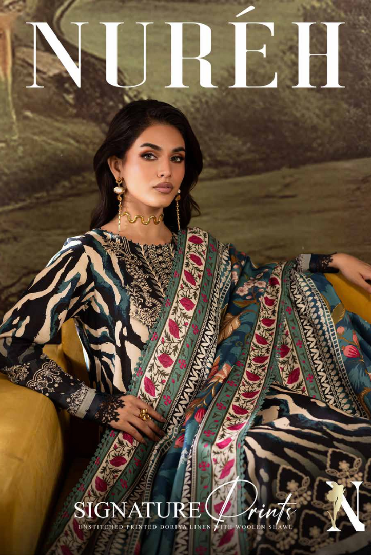 3 Piece Stitched Nureh Signature Printed Linen'25 SP-171