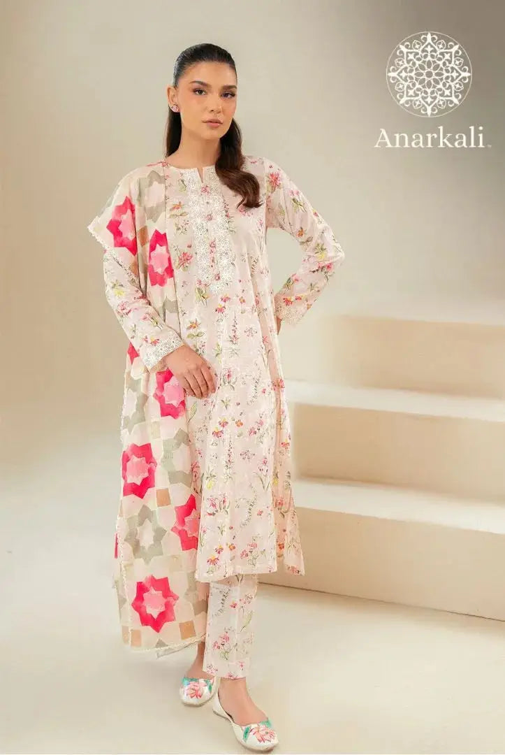 Cross Stitched Daily 3Piece Stitched Suit(Light Pink)