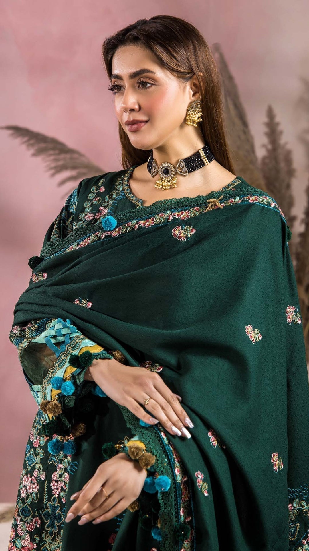 3 Piece Stitched Luxury Winter Embroidered Collection Vol.2 By Eshaisha - 02