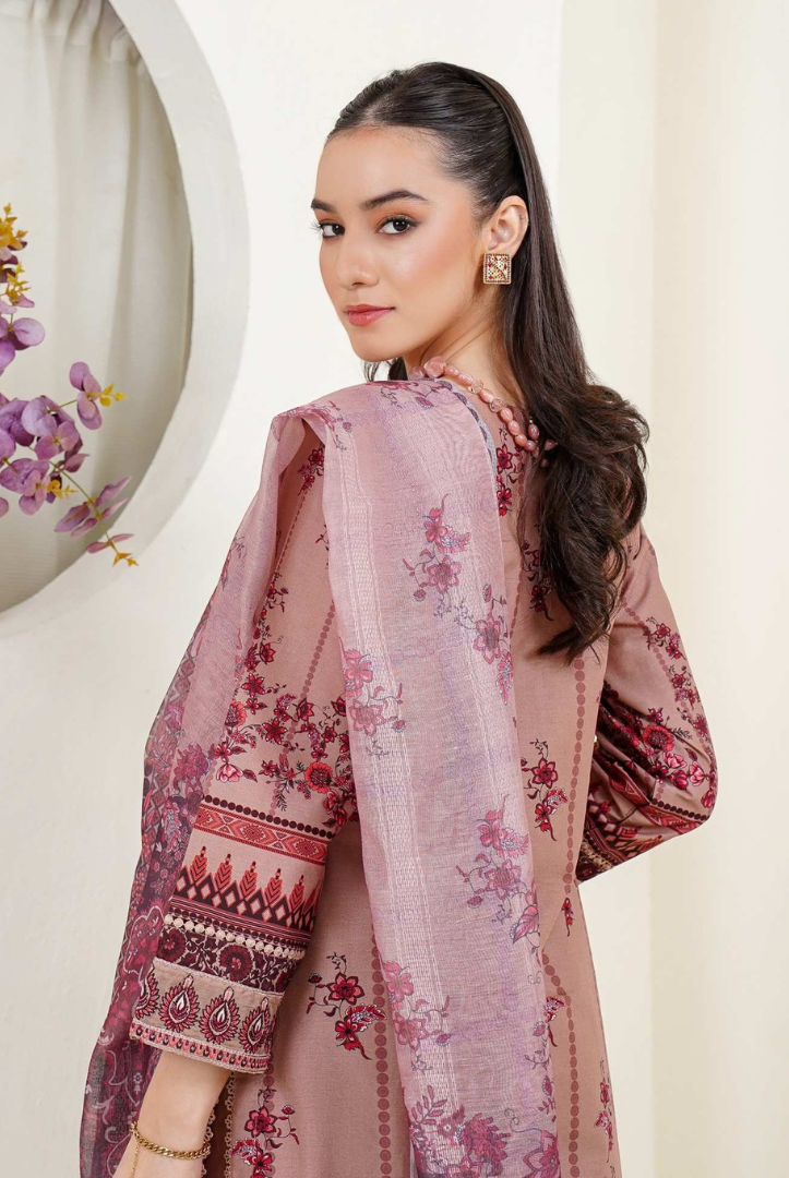 3 Piece Stitched Digital Printed Embroidered Lawn Suit From Zara '25 Collection - PORTUGUESE DAWN