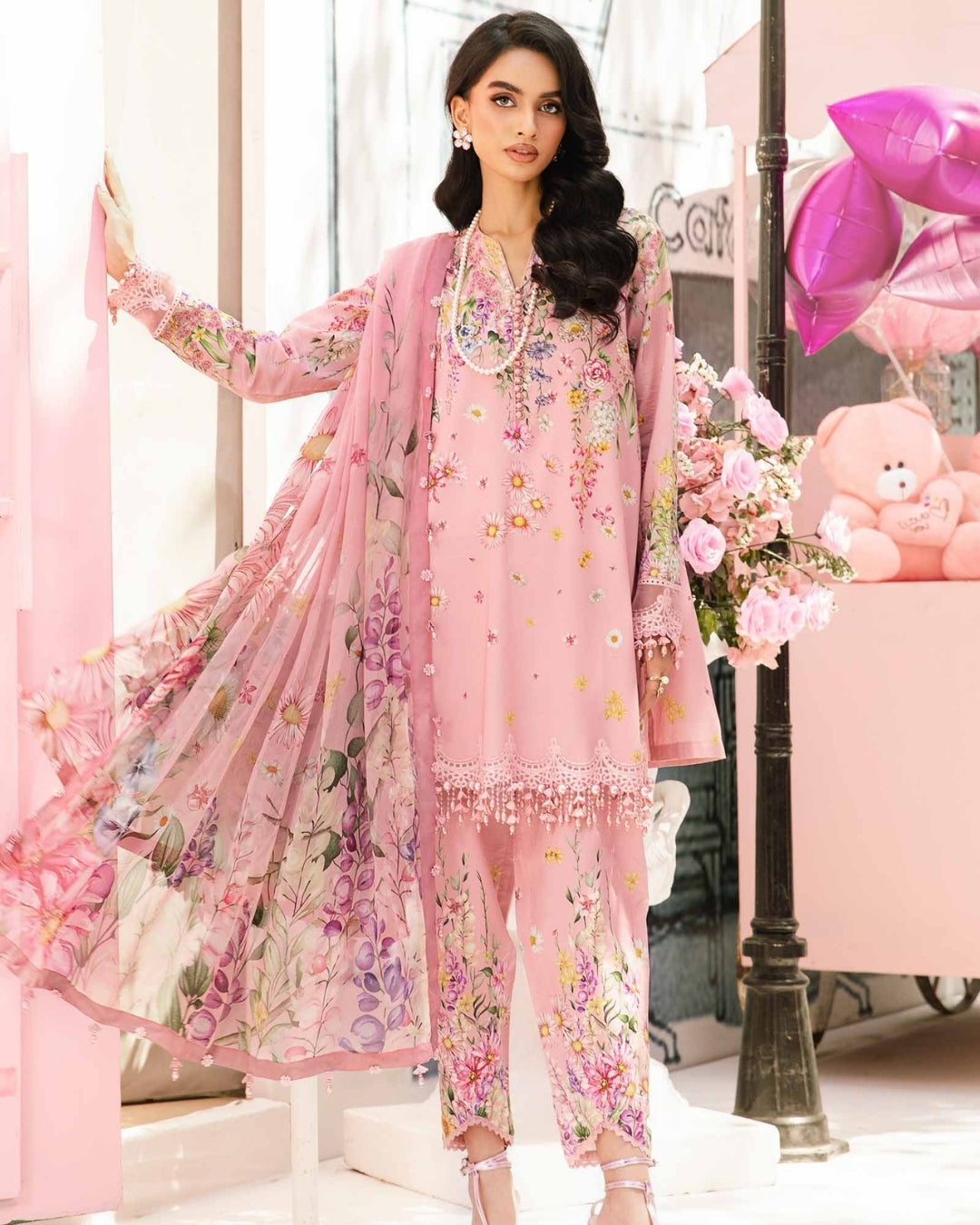 3 Piece Stitched Embroidered Lawn Suit From Maria.B By M.Prints Eid Edit Collection'25 - 02