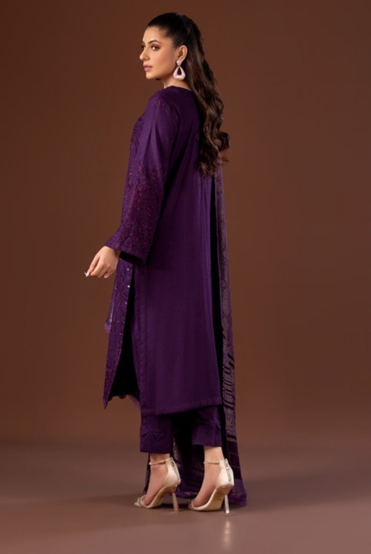 Tehzeeb By Riaz Arts Embroidered Leather Peach With Velvet Shawl Suits Collection - 02