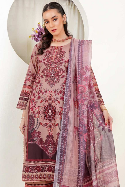 3 Piece Stitched Digital Printed Embroidered Lawn Suit From Zara '25 Collection - PORTUGUESE DAWN