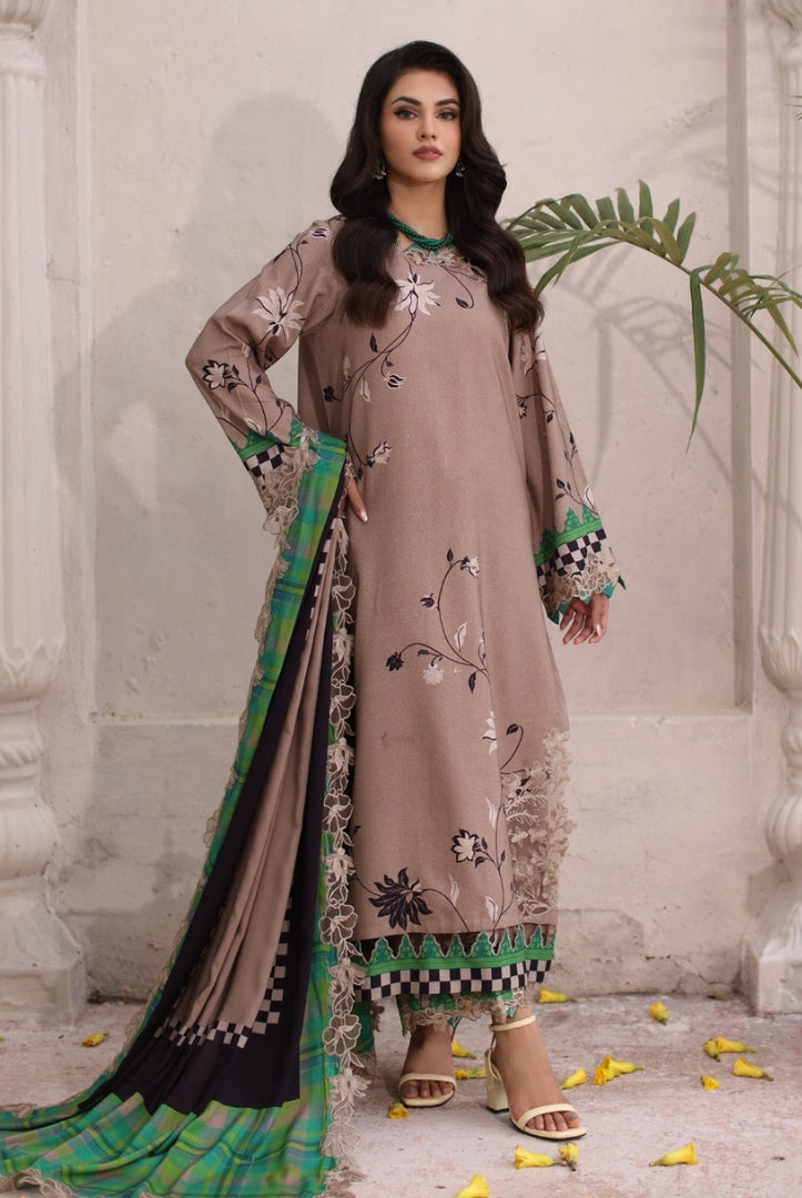 3 Piece Stitched Embroidered Linen Shawl Suits From Virsa By Charizma - 02