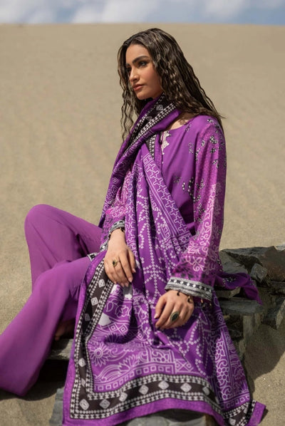 3 Piece Stitched Printed Linen Suit From Maria.B By M.Basics Collection - 02