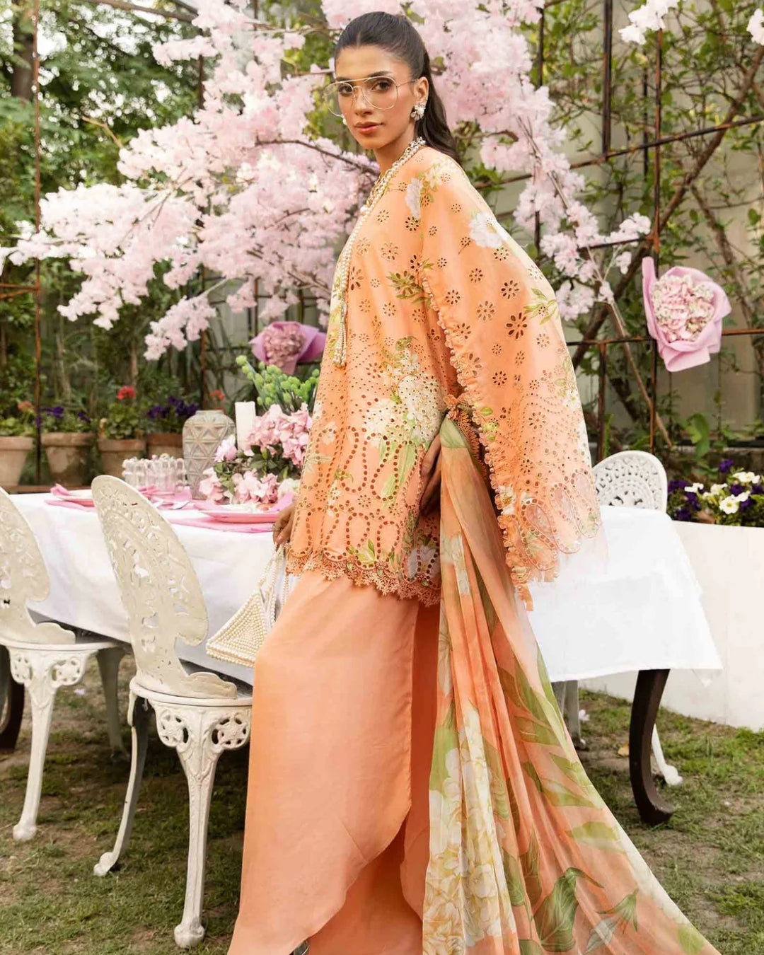 3 Piece Stitched Embroidered Lawn Suit From Maria.B By M.Prints Eid Edit Collection'25 - 19