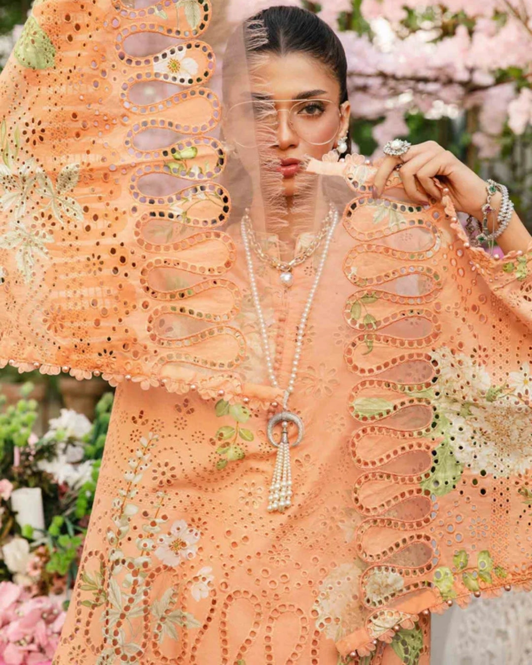 3 Piece Stitched Embroidered Lawn Suit From Maria.B By M.Prints Eid Edit Collection'25 - 19