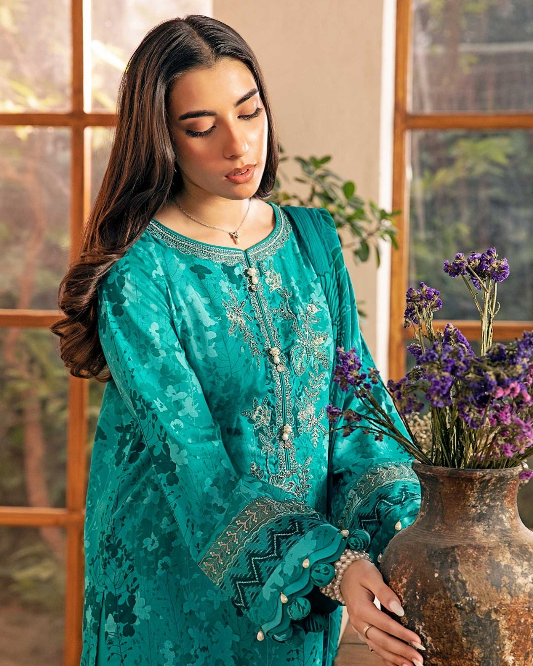 3 Piece Stitched Embroidered Lawn Suit From Maria.B By M.Basics Eid Collection'25-21