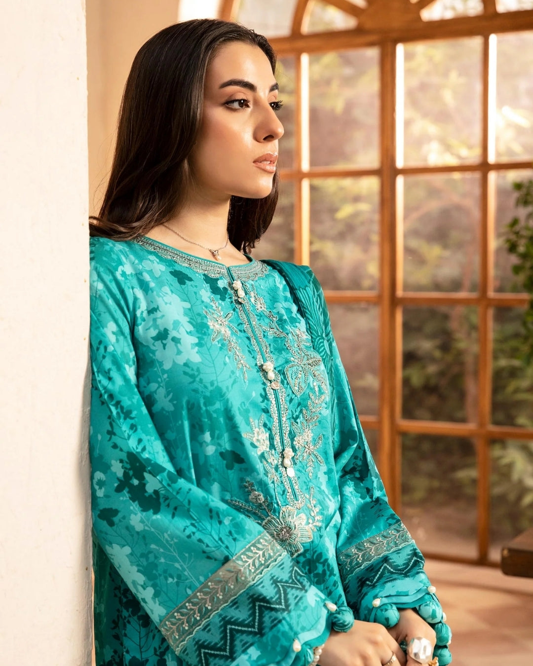 3 Piece Stitched Embroidered Lawn Suit From Maria.B By M.Basics Eid Collection'25-21
