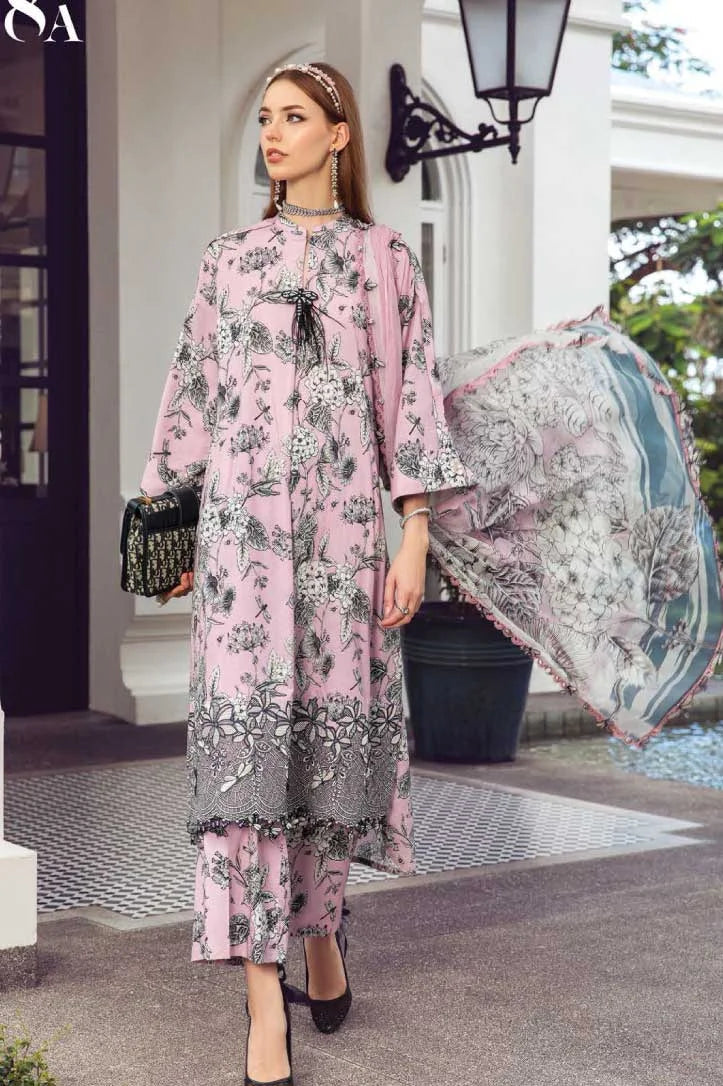 M Prints 3Piece Stitched Suit – 08