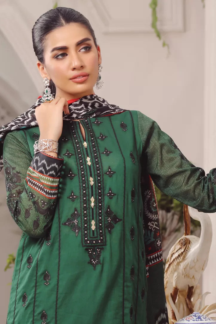 3 Piece Stitched Embroidered Lawn Suit By LSM Gold Lakhany - AN-00784