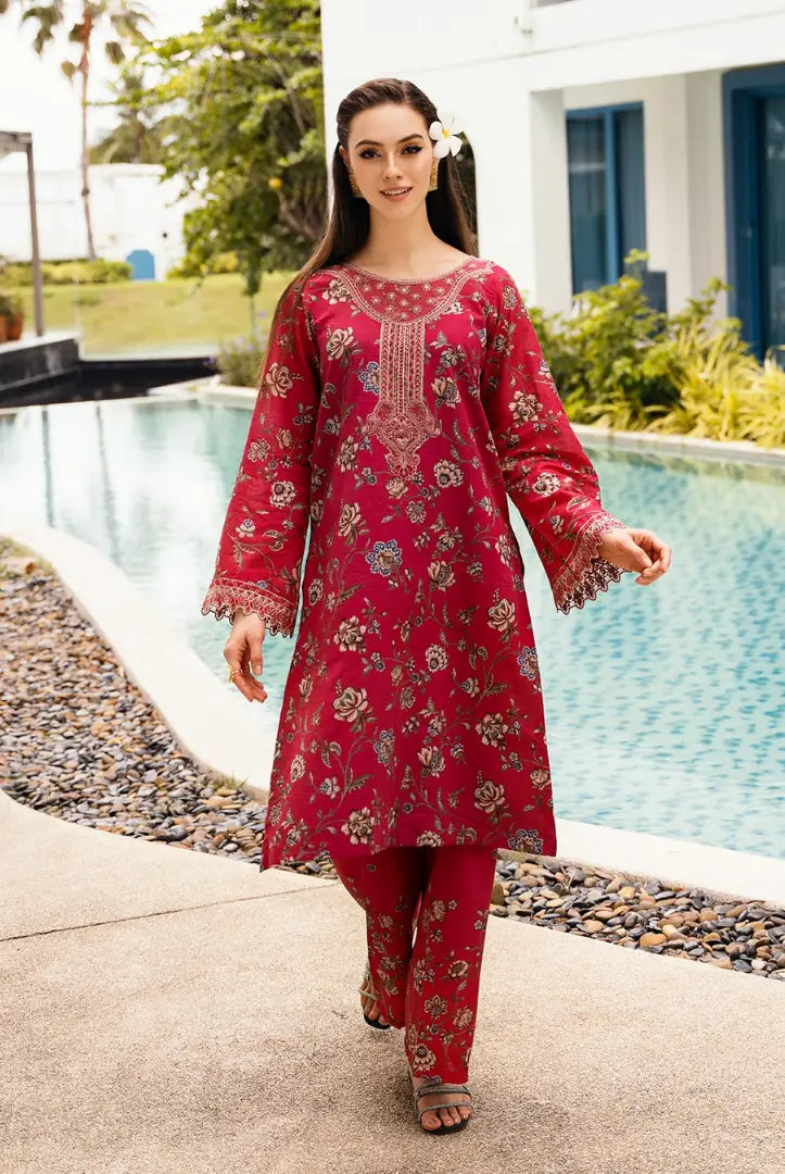 2 Piece Stitched Embroidered Cambric Lawn Suit From Minsk By Esra - 03