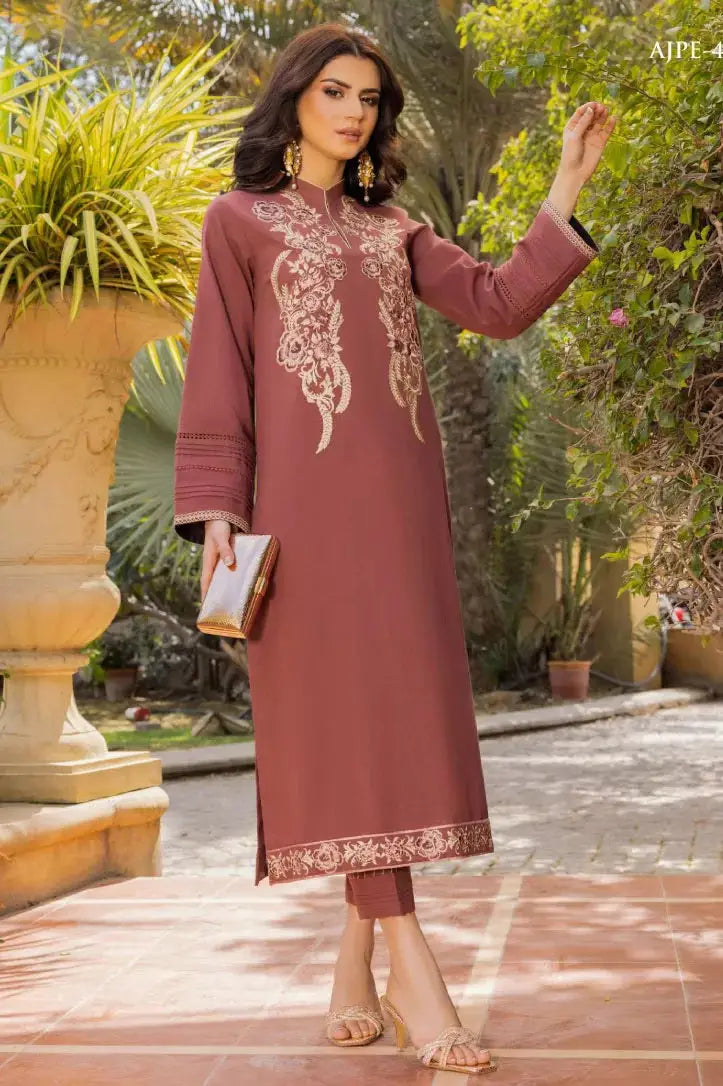 2 Piece Stitched Festive Pret Suit By Asim Jofa -  Brown