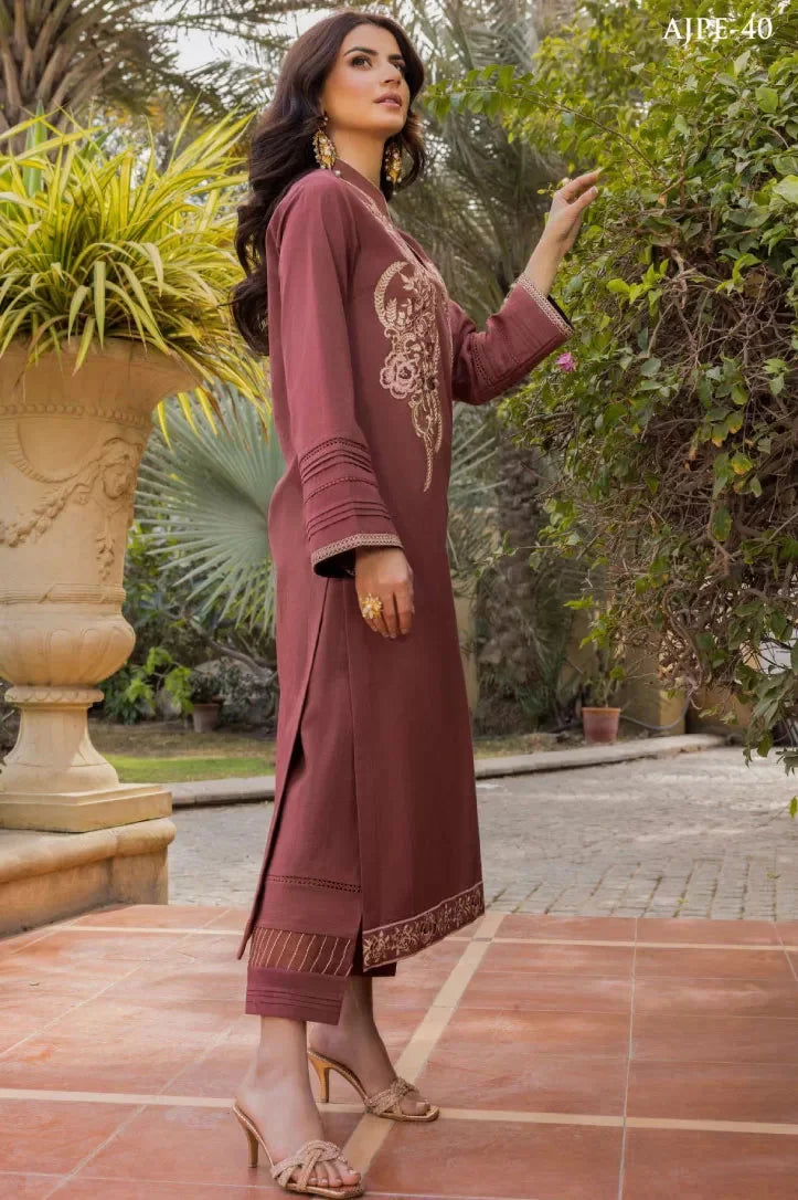 2 Piece Stitched Festive Pret Suit By Asim Jofa -  Brown