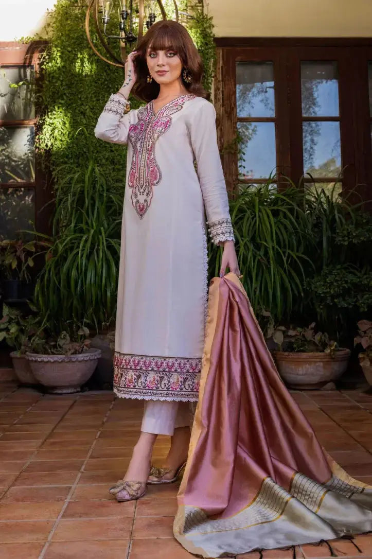 2 Piece Stitched Festive Pret Suit By Asim Jofa -  Cream Pink