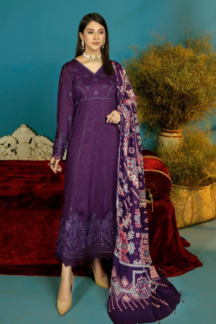 Tehzeeb By Riaz Arts Embroidered Chikankari Self Linen 3 Pc Suits Collection - 03