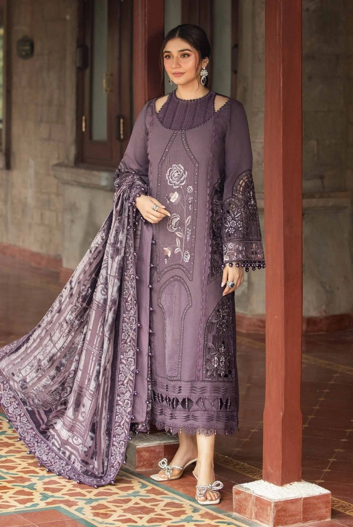 3 Piece Stitched Embroidered Linen Suit From Maria.B Winter Luxe'24 Collection - 03