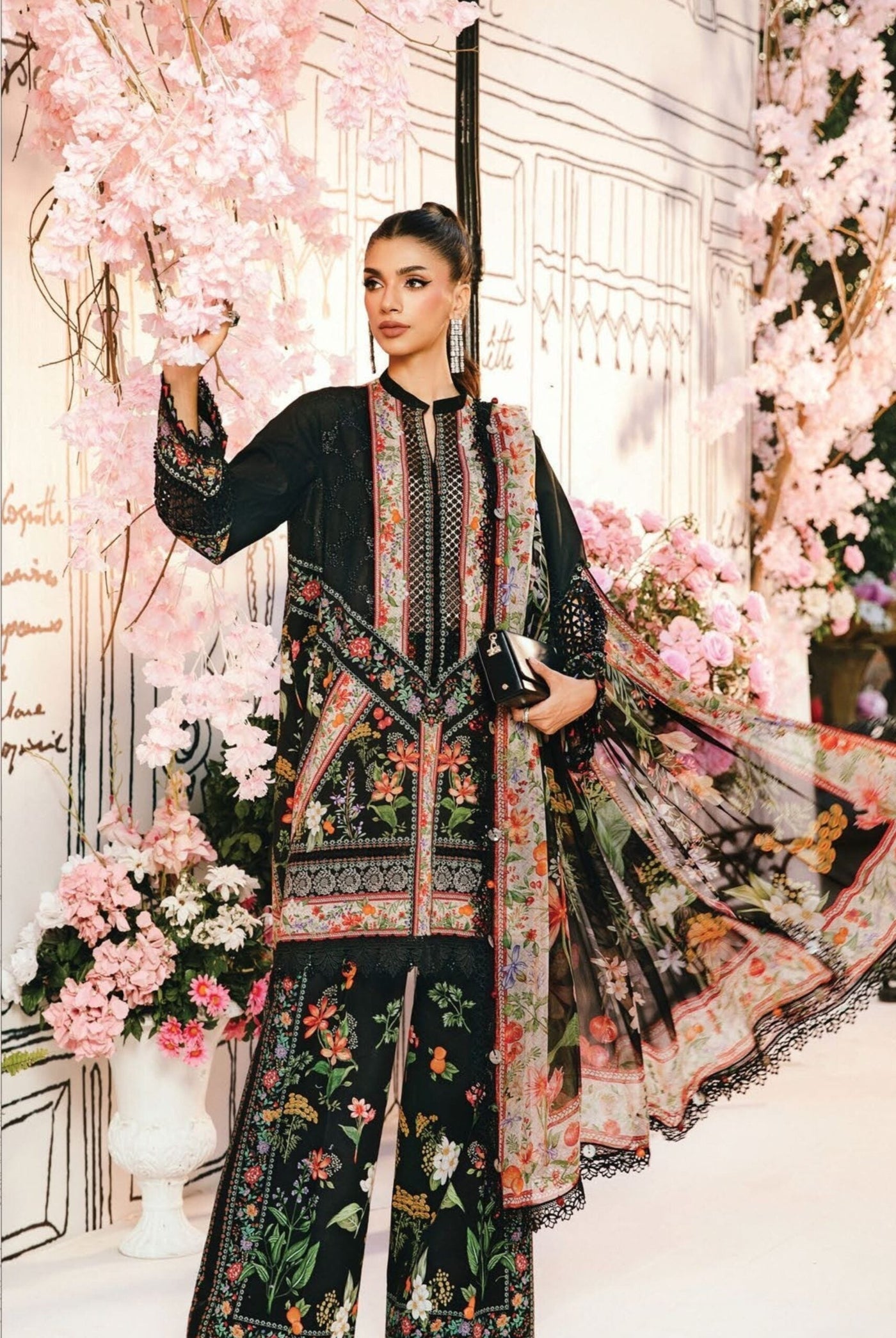 3 Piece Stitched Embroidered Lawn Suit From Maria.B By M.Prints Eid Edit Collection'25 - 03