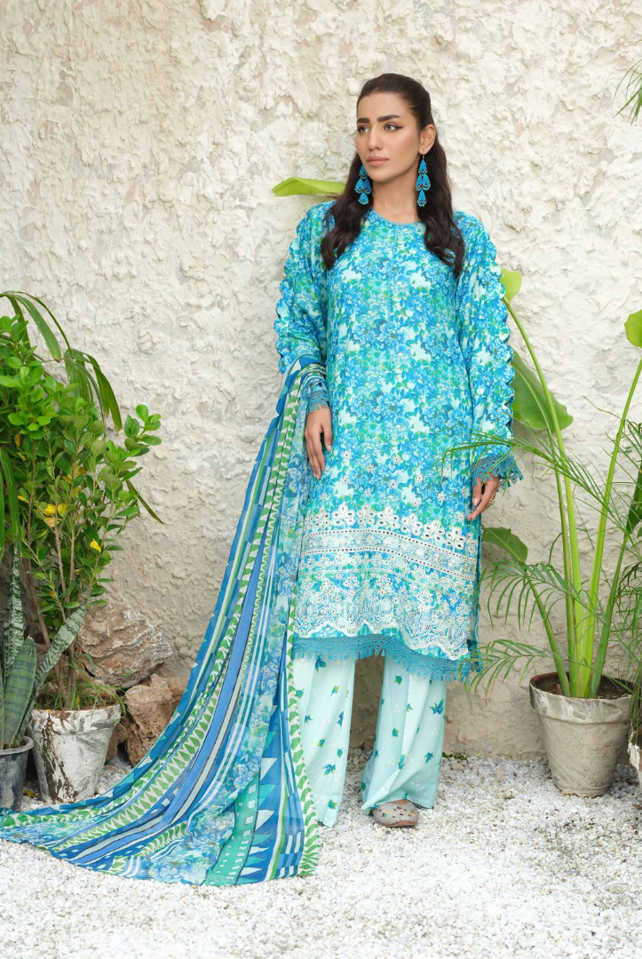 3 Piece Stitched Embroidered Digital Printed Suits From Florant By Johra - 03